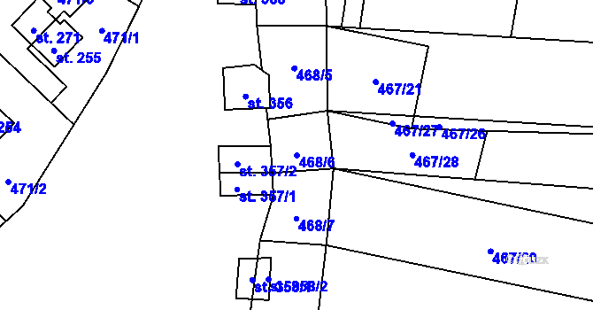 Parcela st. 468/6 v KÚ Křivoklát, Katastrální mapa