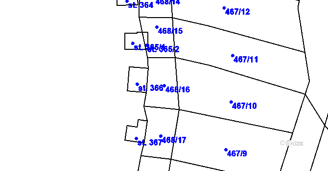 Parcela st. 468/16 v KÚ Křivoklát, Katastrální mapa