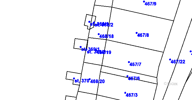 Parcela st. 468/19 v KÚ Křivoklát, Katastrální mapa