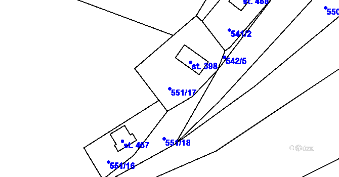 Parcela st. 551/17 v KÚ Křivoklát, Katastrální mapa