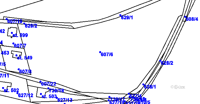 Parcela st. 607/6 v KÚ Křivoklát, Katastrální mapa