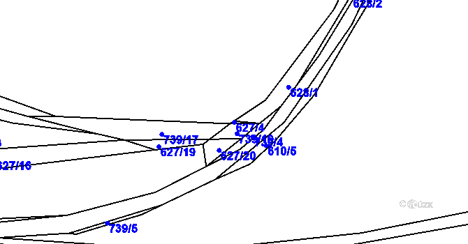 Parcela st. 627/4 v KÚ Křivoklát, Katastrální mapa