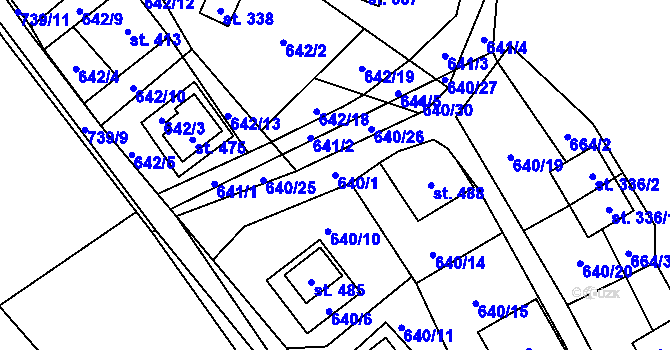 Parcela st. 640/1 v KÚ Křivoklát, Katastrální mapa
