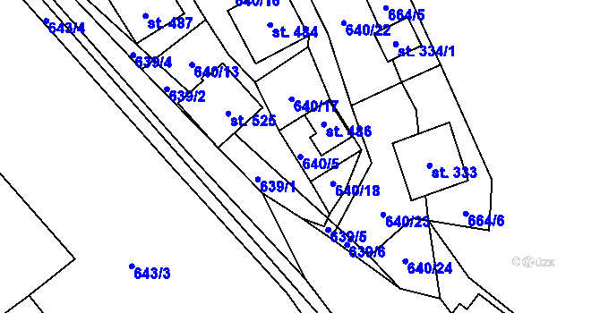 Parcela st. 640/5 v KÚ Křivoklát, Katastrální mapa