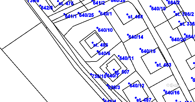 Parcela st. 640/6 v KÚ Křivoklát, Katastrální mapa