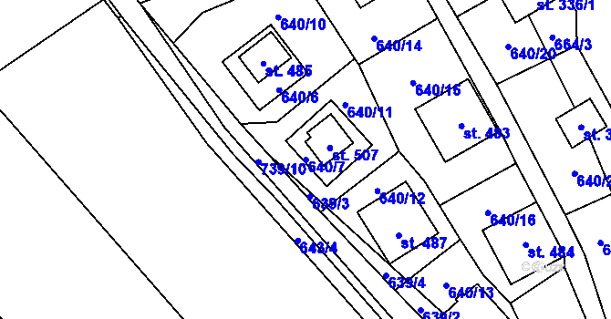 Parcela st. 640/7 v KÚ Křivoklát, Katastrální mapa