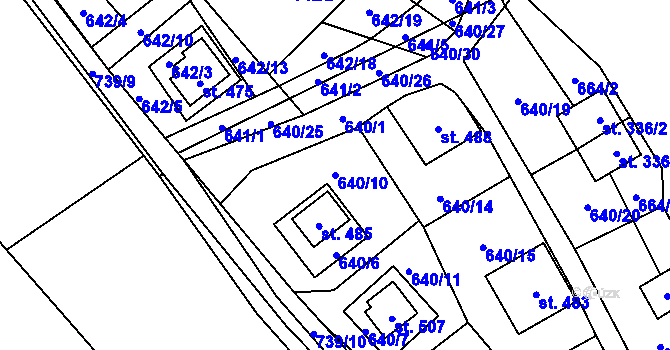 Parcela st. 640/10 v KÚ Křivoklát, Katastrální mapa