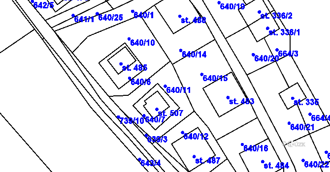 Parcela st. 640/11 v KÚ Křivoklát, Katastrální mapa