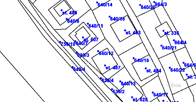 Parcela st. 640/12 v KÚ Křivoklát, Katastrální mapa