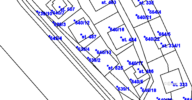 Parcela st. 640/13 v KÚ Křivoklát, Katastrální mapa
