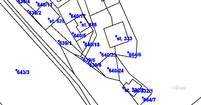 Parcela st. 640/23 v KÚ Křivoklát, Katastrální mapa
