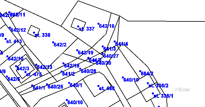 Parcela st. 640/27 v KÚ Křivoklát, Katastrální mapa