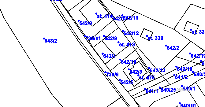 Parcela st. 642/4 v KÚ Křivoklát, Katastrální mapa