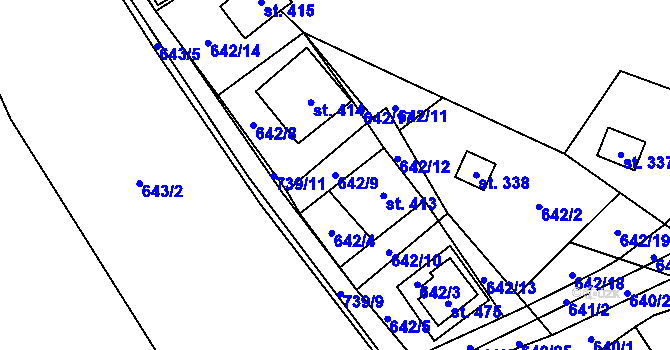 Parcela st. 642/9 v KÚ Křivoklát, Katastrální mapa