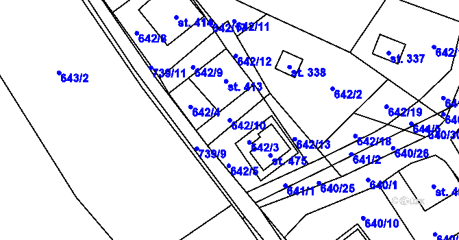Parcela st. 642/10 v KÚ Křivoklát, Katastrální mapa