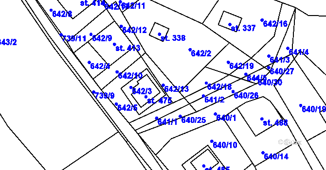 Parcela st. 642/13 v KÚ Křivoklát, Katastrální mapa