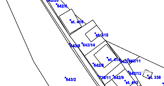 Parcela st. 642/14 v KÚ Křivoklát, Katastrální mapa