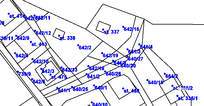 Parcela st. 642/19 v KÚ Křivoklát, Katastrální mapa