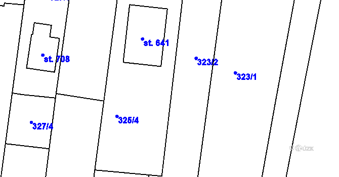 Parcela st. 323/4 v KÚ Křivoklát, Katastrální mapa