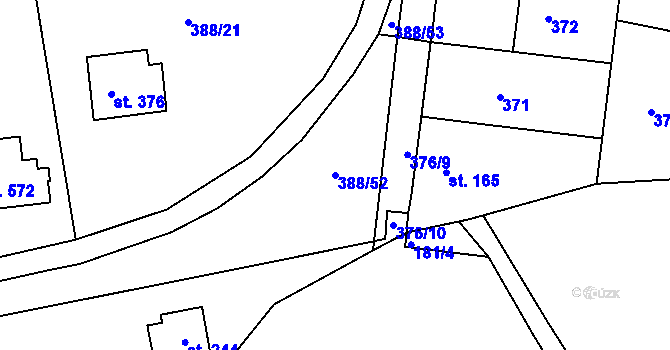 Parcela st. 388/52 v KÚ Křivoklát, Katastrální mapa