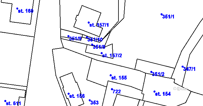 Parcela st. 157/2 v KÚ Křivoklát, Katastrální mapa