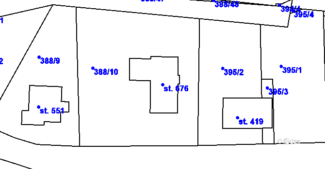 Parcela st. 676 v KÚ Křivoklát, Katastrální mapa