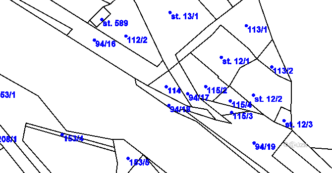 Parcela st. 114 v KÚ Křivoklát, Katastrální mapa
