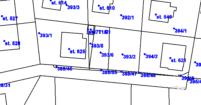 Parcela st. 393/6 v KÚ Křivoklát, Katastrální mapa