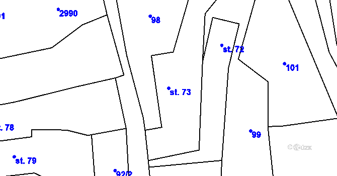 Parcela st. 73 v KÚ Křivsoudov, Katastrální mapa