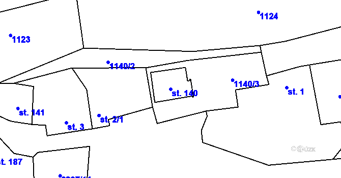 Parcela st. 140 v KÚ Křivsoudov, Katastrální mapa