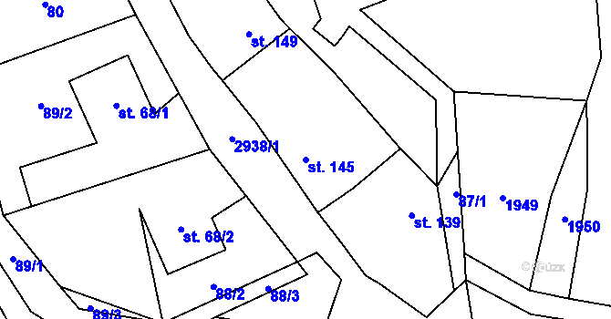 Parcela st. 145 v KÚ Křivsoudov, Katastrální mapa