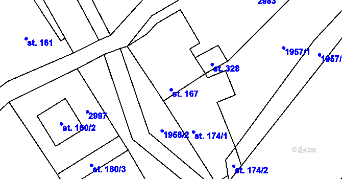 Parcela st. 167 v KÚ Křivsoudov, Katastrální mapa