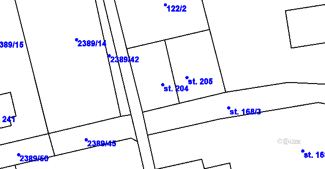 Parcela st. 204 v KÚ Křivsoudov, Katastrální mapa