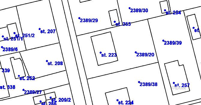 Parcela st. 223 v KÚ Křivsoudov, Katastrální mapa