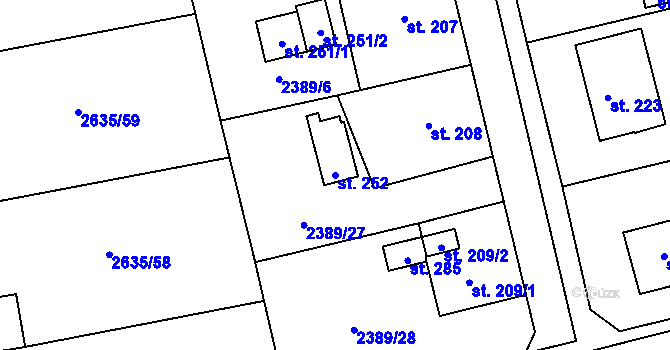 Parcela st. 252 v KÚ Křivsoudov, Katastrální mapa