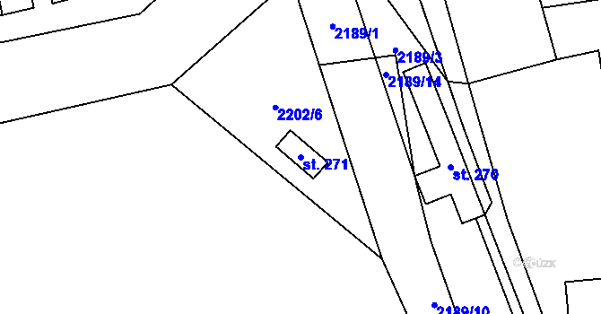 Parcela st. 271 v KÚ Křivsoudov, Katastrální mapa