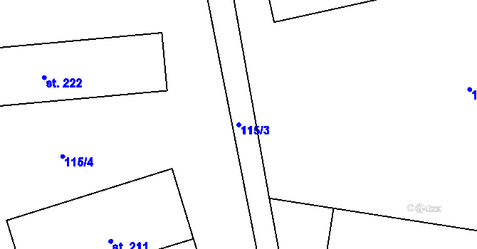 Parcela st. 115/3 v KÚ Křivsoudov, Katastrální mapa