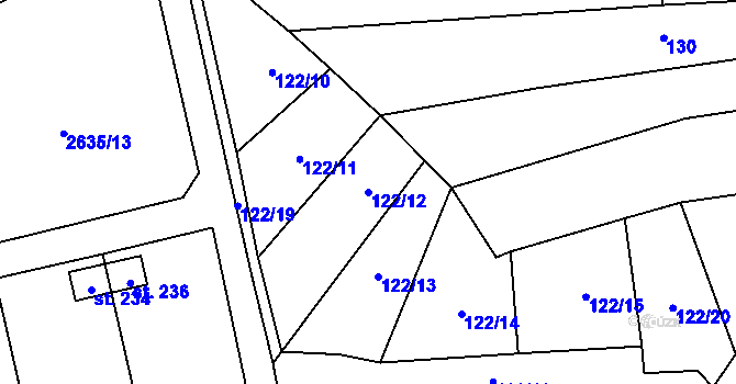 Parcela st. 122/12 v KÚ Křivsoudov, Katastrální mapa