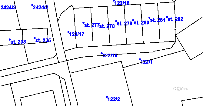 Parcela st. 122/18 v KÚ Křivsoudov, Katastrální mapa