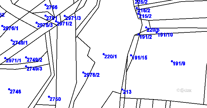 Parcela st. 220/1 v KÚ Křivsoudov, Katastrální mapa