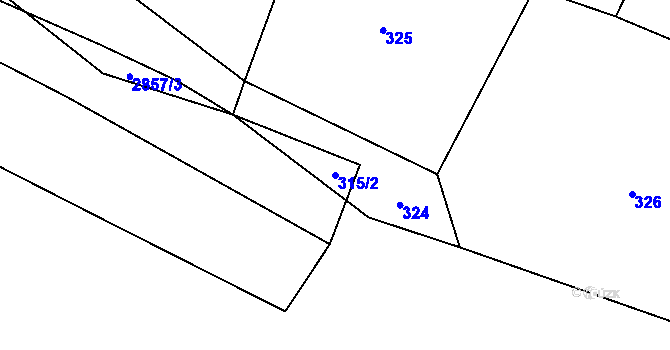 Parcela st. 315/2 v KÚ Křivsoudov, Katastrální mapa
