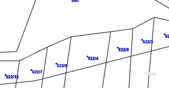 Parcela st. 522 v KÚ Křivsoudov, Katastrální mapa