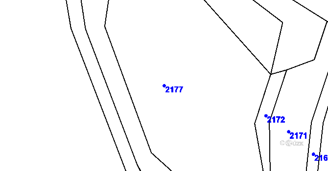 Parcela st. 2177 v KÚ Křivsoudov, Katastrální mapa
