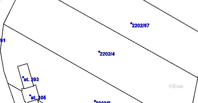 Parcela st. 2202/4 v KÚ Křivsoudov, Katastrální mapa