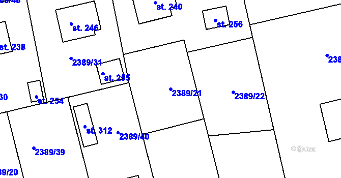 Parcela st. 2389/21 v KÚ Křivsoudov, Katastrální mapa