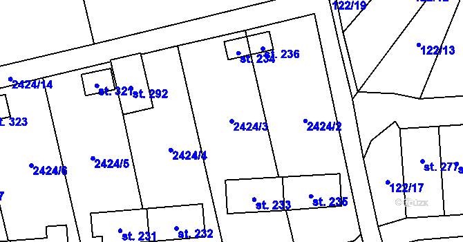 Parcela st. 2424/3 v KÚ Křivsoudov, Katastrální mapa