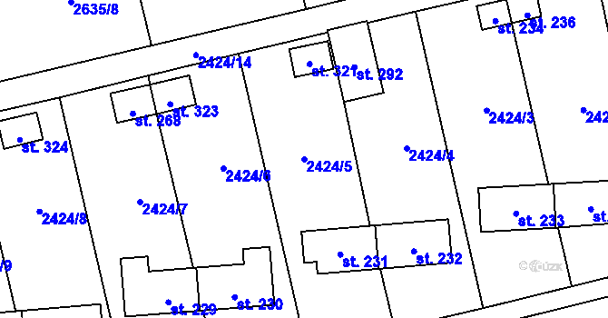 Parcela st. 2424/5 v KÚ Křivsoudov, Katastrální mapa