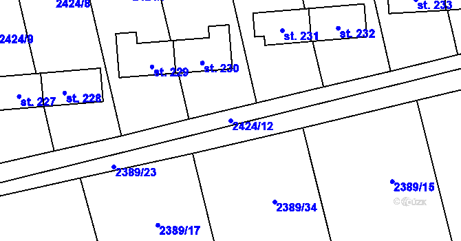 Parcela st. 2424/12 v KÚ Křivsoudov, Katastrální mapa