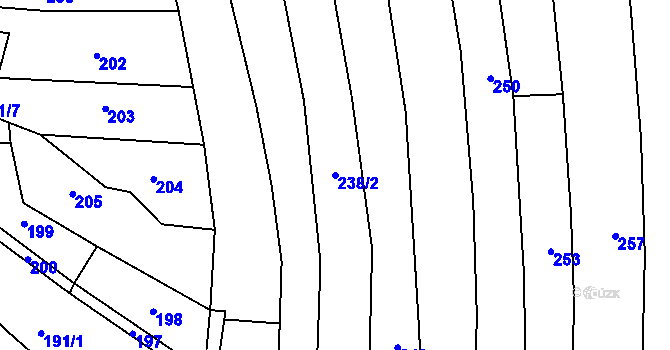 Parcela st. 238/2 v KÚ Křivsoudov, Katastrální mapa