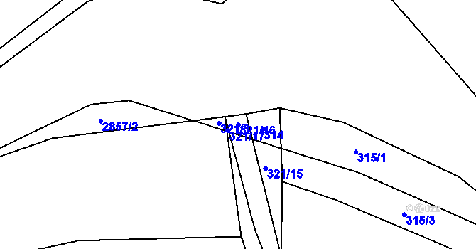 Parcela st. 321/16 v KÚ Křivsoudov, Katastrální mapa